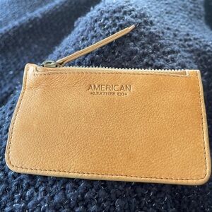 American Leather Co. Tan Leather Wallet card Purse